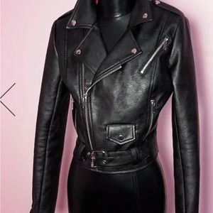 VIXEN BY MICHELINE PITT vegan leather moto jacket